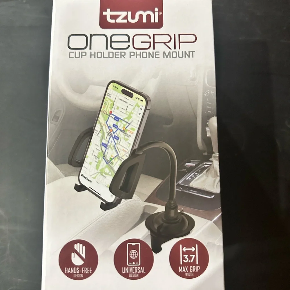 Tzumi OneGrip Black Cup Holder Phone Mount